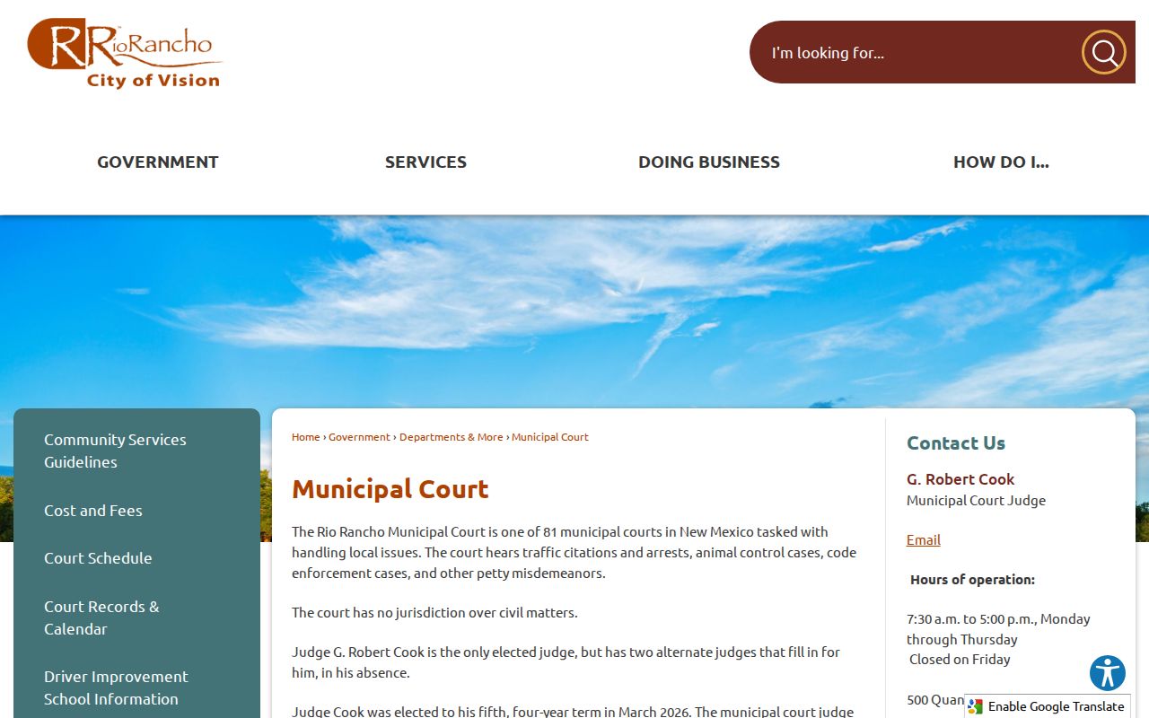Bernalillo County court records route for Rio Rancho Municipal Court