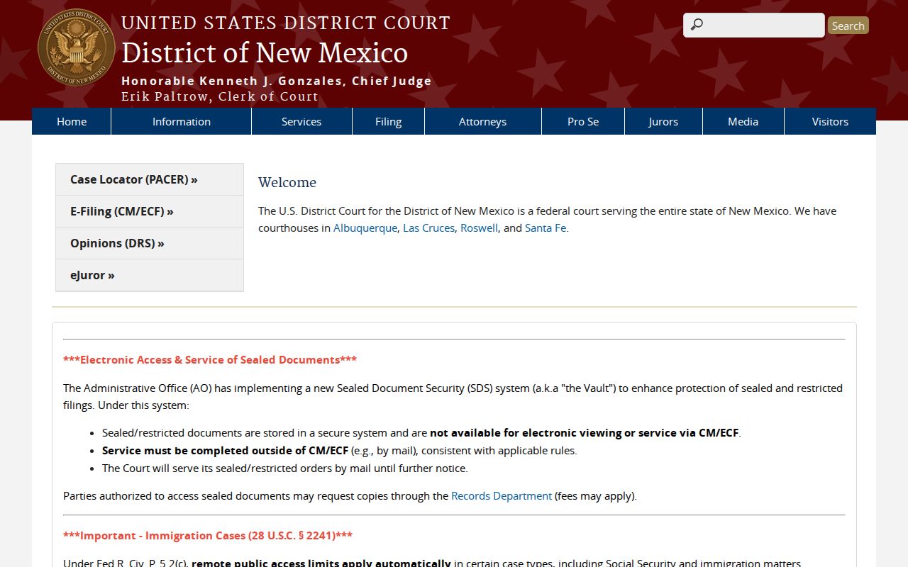Bernalillo County court docket federal District of New Mexico court page