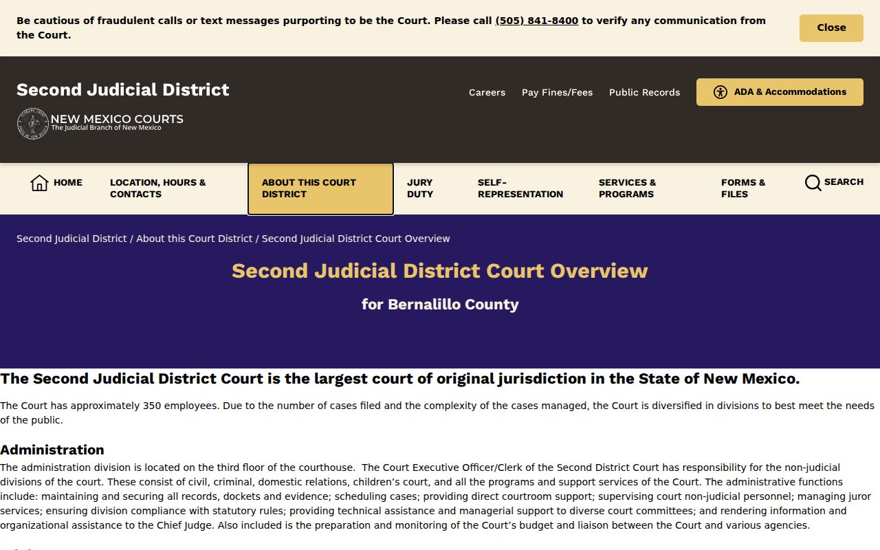 Bernalillo County court docket Second Judicial District Court overview and divisions